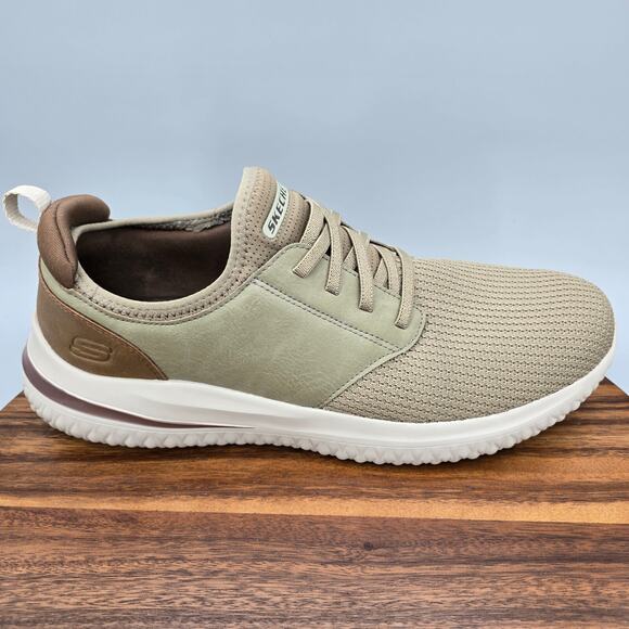 Skechers Shoes Mens 13 Taupe Beige Slip On Classic Fit Walking